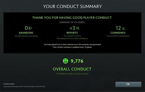 does conduct summary affect matchmaking